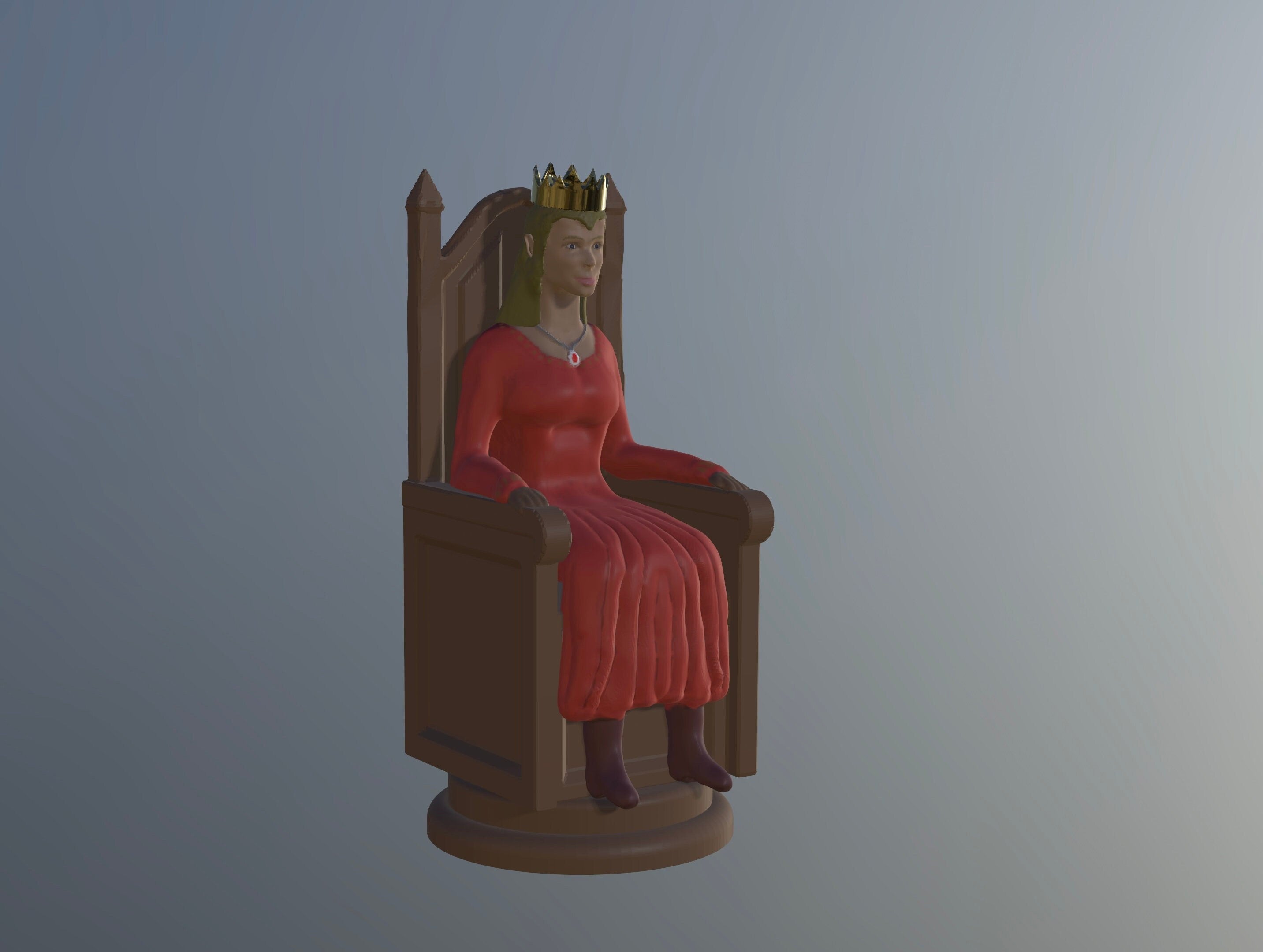 QUEEN Figure CHESS Piece (Medieval Set) – STL File for 3D Printing & CNC
