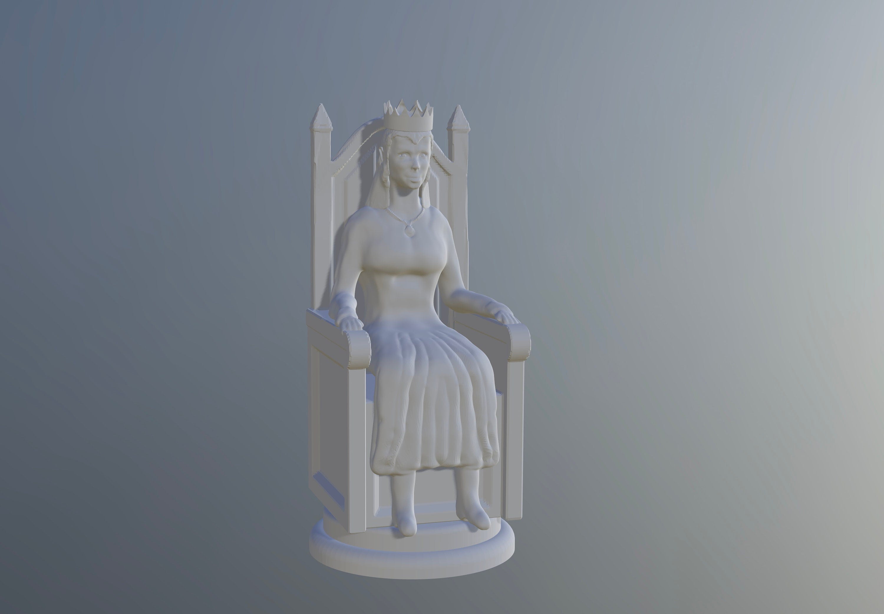 QUEEN Figure CHESS Piece (Medieval Set) – STL File for 3D Printing & CNC