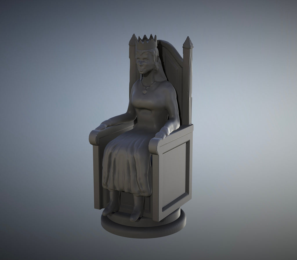 QUEEN Figure CHESS Piece (Medieval Set) – STL File for 3D Printing & CNC