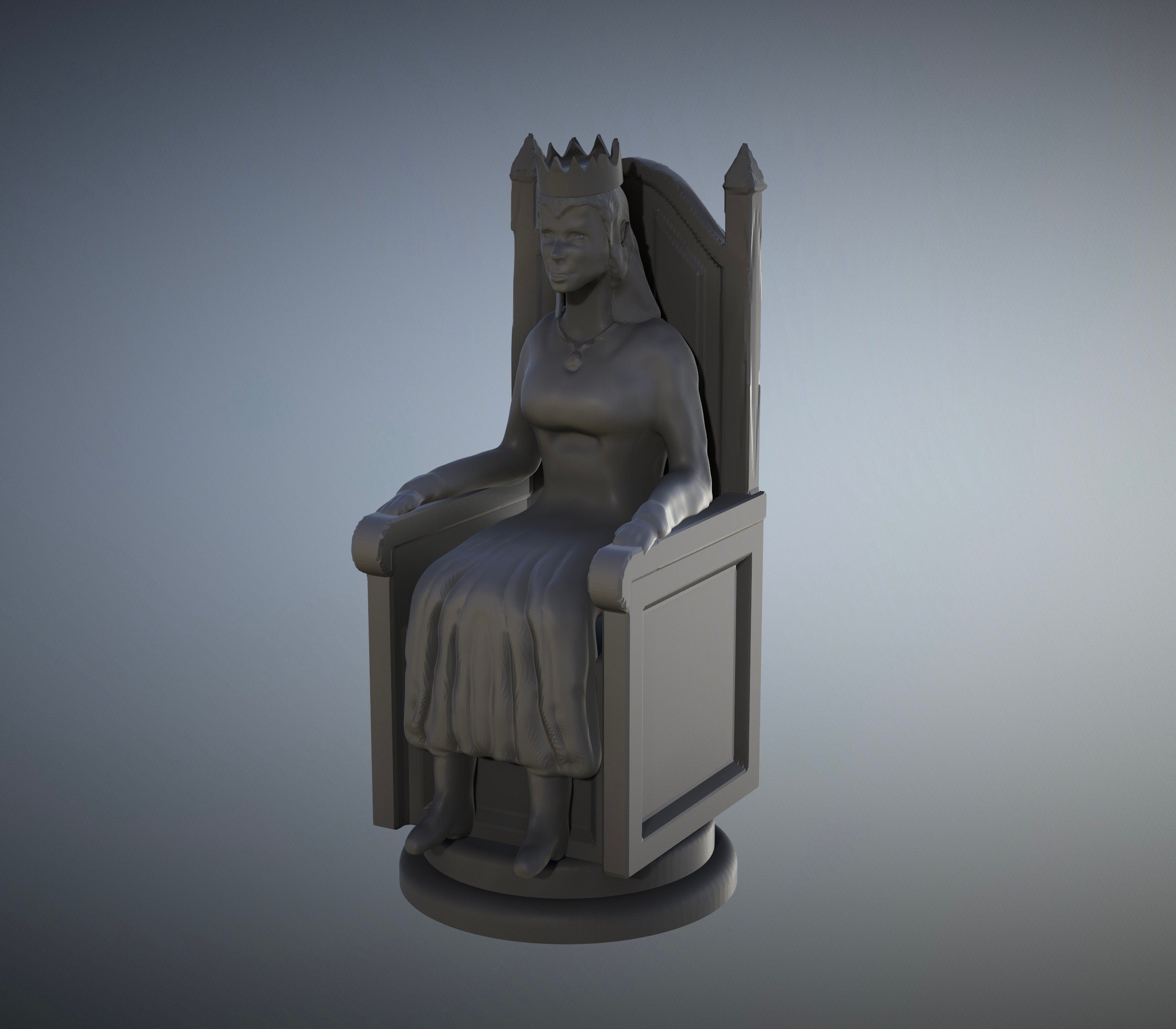QUEEN Figure CHESS Piece (Medieval Set) – STL File for 3D Printing & CNC