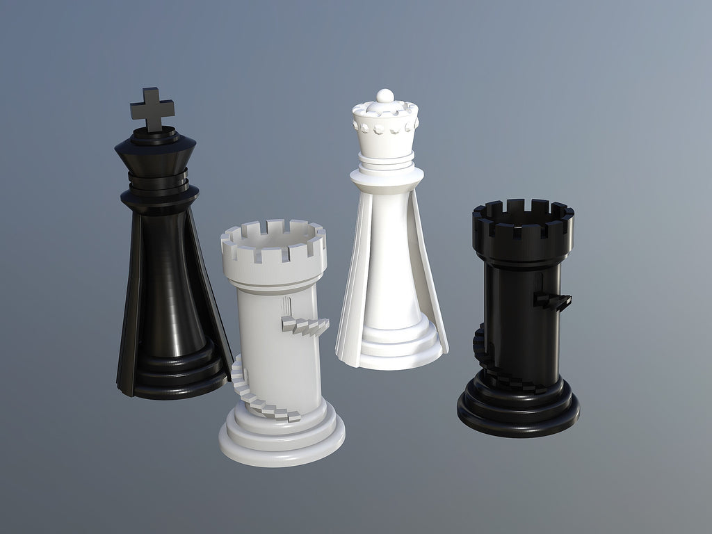 3D CHESS Set + Modular Chess BOARD – STL File for 3D Printing & CNC